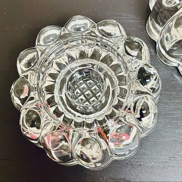 Vintage Princess House Clear Ribbed Round Crystal 3-Way Candle Holder Set - Picture 5 of 16